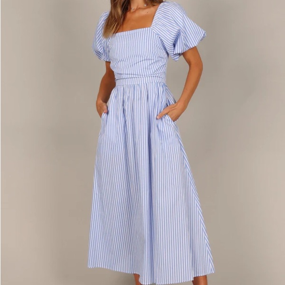 Petal & Pup Blue and White Striped Blouse